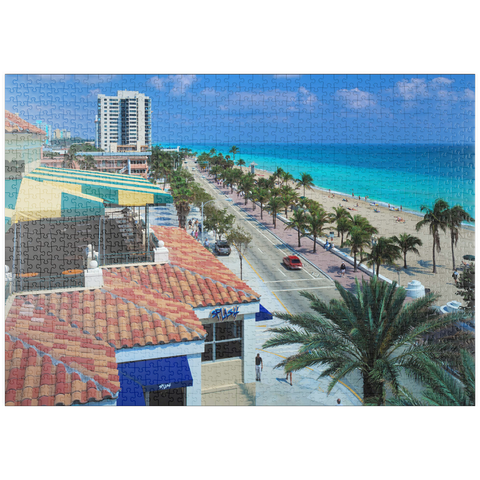 puzzleplate Blick über den Atlantic Boulevard und Strand, Fort Lauderdale, Florida, USA 1000 Puzzle