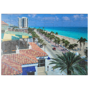 puzzleplate Blick über den Atlantic Boulevard und Strand, Fort Lauderdale, Florida, USA 100 Puzzle