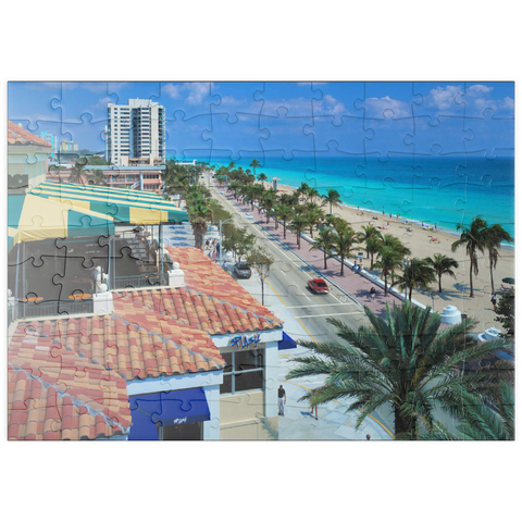 puzzleplate Blick über den Atlantic Boulevard und Strand, Fort Lauderdale, Florida, USA 100 Puzzle