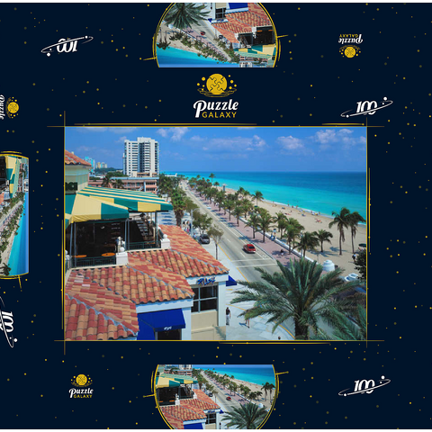 Blick über den Atlantic Boulevard und Strand, Fort Lauderdale, Florida, USA 100 Puzzle Schachtel 3D Modell