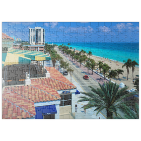 Darstellung des Puzzle Motivs Blick über den Atlantic Boulevard und Strand, Fort Lauderdale, Florida, USA - Puzzleteile: 200