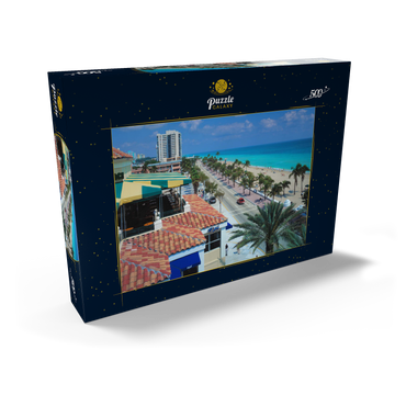 Blick über den Atlantic Boulevard und Strand, Fort Lauderdale, Florida, USA 500 Puzzle Schachtel Ansicht2