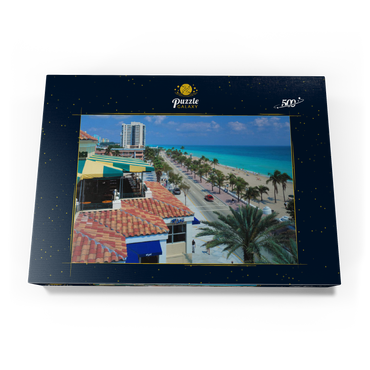 Blick über den Atlantic Boulevard und Strand, Fort Lauderdale, Florida, USA 500 Puzzle Schachtel Ansicht3