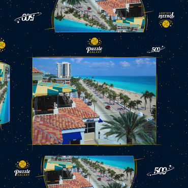 Blick über den Atlantic Boulevard und Strand, Fort Lauderdale, Florida, USA 500 Puzzle Schachtel 3D Modell