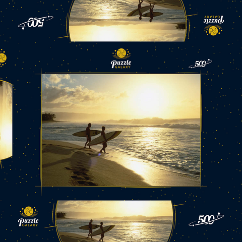 Surfer an dem Sunset Beach, Oahu, Hawaii, USA 500 Puzzle Schachtel 3D Modell