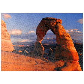 Darstellung des Puzzle-Motivs Delicate Arch im Abendlicht, Arches Nationalpark, Utah, USA – Puzzleteile: 500