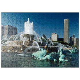 Darstellung des Puzzle-Motivs Buckingham Fountain im Grant Park, Chicago, Illinois, USA – Puzzleteile: 200