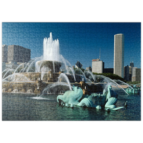 Darstellung des Puzzle-Motivs Buckingham Fountain im Grant Park, Chicago, Illinois, USA – Puzzleteile: 500