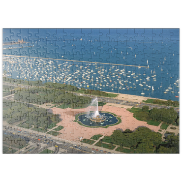 puzzleplate Grant Park mit Buckingham Fountain und Lake Michigan, Chicago, Illinois, USA 200 Puzzle