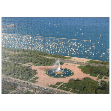 puzzleplate Grant Park mit Buckingham Fountain und Lake Michigan, Chicago, Illinois, USA 500 Puzzle