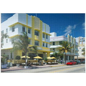 Darstellung des Puzzle Motivs Art Deco am Ocean Drive in Miami Beach, Florida, USA - Puzzleteile: 1000
