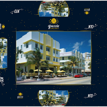 Art Deco Hotels am Ocean Drive in Miami Beach, Florida, USA 100 Puzzle Schachtel 3D Modell