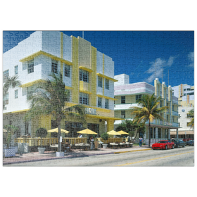 Darstellung des Puzzle-Motivs Art Deco am Ocean Drive in Miami Beach, Florida, USA – Puzzleteile: 500