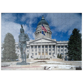 Darstellung des Puzzle-Motivs State Capitol Dome und Chief Massasoit Statue, Salt Lake City, Utah, USA – Puzzleteile: 200