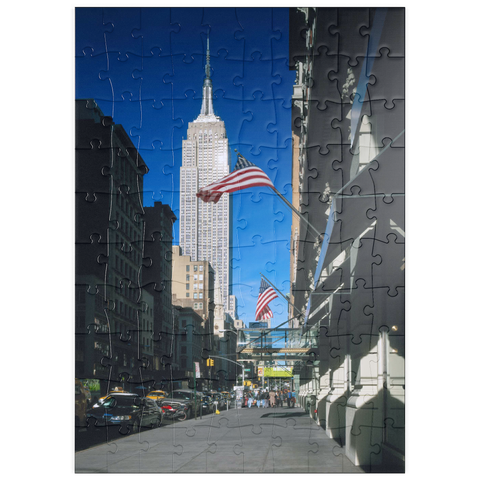 puzzleplate Blick von der Fifth Avenue zum Empire State Building, Manhattan, New York City, New York, USA 100 Puzzle
