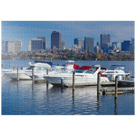 Darstellung des Puzzle-Motivs Blick über Charles River Basin zur Skyline von Boston, Massachusetts, USA – Puzzleteile: 1000