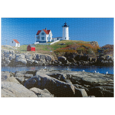 puzzleplate Nubble Leuchtturm am Cape Neddick, York Beach, Maine, USA 1000 Puzzle