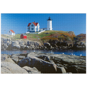 Darstellung des Puzzle Motivs Nubble Leuchtturm am Cape Neddick, York Beach, Maine, USA - Puzzleteile: 1000