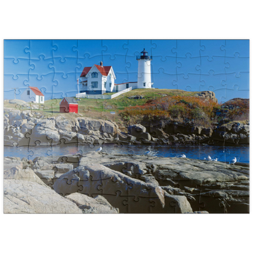 puzzleplate Nubble Leuchtturm am Cape Neddick, York Beach, Maine, USA 100 Puzzle