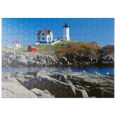 puzzleplate Nubble Leuchtturm am Cape Neddick, York Beach, Maine, USA 200 Puzzle