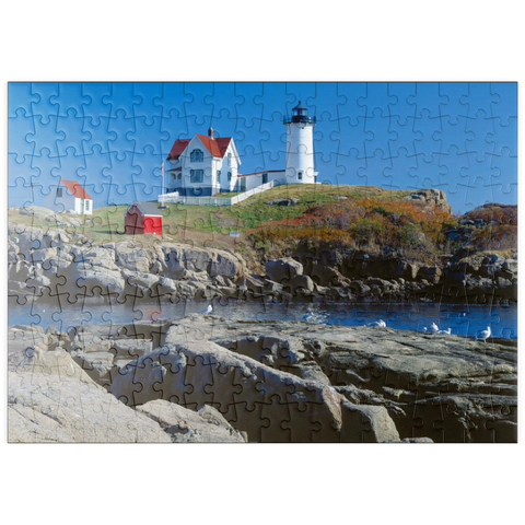 puzzleplate Nubble Leuchtturm am Cape Neddick, York Beach, Maine, USA 200 Puzzle