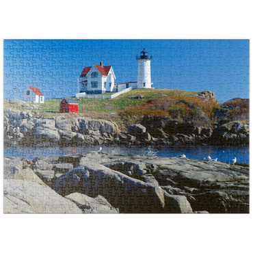 puzzleplate Nubble Leuchtturm am Cape Neddick, York Beach, Maine, USA 500 Puzzle