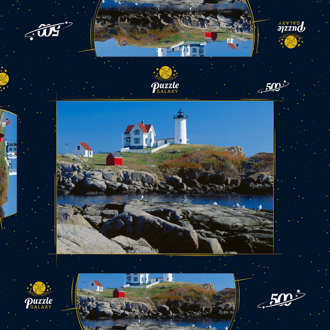 Nubble Leuchtturm am Cape Neddick, York Beach, Maine, USA 500 Puzzle Schachtel 3D Modell