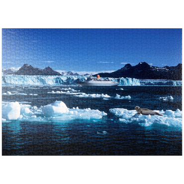 puzzleplate Kreuzfahrtschiff vor dem Columbia Gletscher, Prince William Sound, Alaska, USA 1000 Puzzle