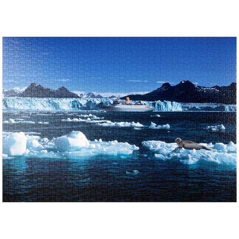 puzzleplate Kreuzfahrtschiff vor dem Columbia Gletscher, Prince William Sound, Alaska, USA 1000 Puzzle