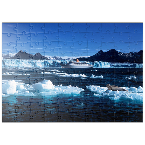 puzzleplate Kreuzfahrtschiff vor dem Columbia Gletscher, Prince William Sound, Alaska, USA 100 Puzzle