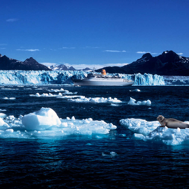 Kreuzfahrtschiff vor dem Columbia Gletscher, Prince William Sound, Alaska, USA 100 Puzzle 3D Modell