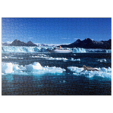 puzzleplate Kreuzfahrtschiff vor dem Columbia Gletscher, Prince William Sound, Alaska, USA 500 Puzzle