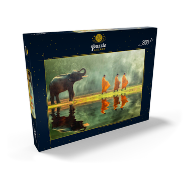Junge Elefanten mit Mönchsalmen rund 200 Puzzle Schachtel Ansicht2