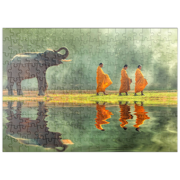 puzzleplate Junge Elefanten mit Mönchsalmen rund 200 Puzzle