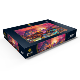 Darstellung des Puzzle Motivs Skyline von Istanbul, Galata-Turm, Süleymaniye-Moschee, Türkei - Puzzleteile: 1000