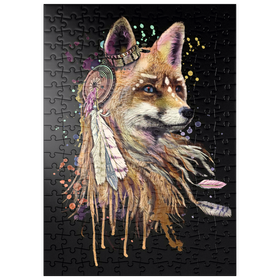 Darstellung des Puzzle Motivs Fuchs mit einem Totem - Puzzleteile: 200