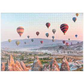 Darstellung des Puzzle Motivs Heißluftballons über Felslandschaft in Kappadokien Türkei - Puzzleteile: 1000