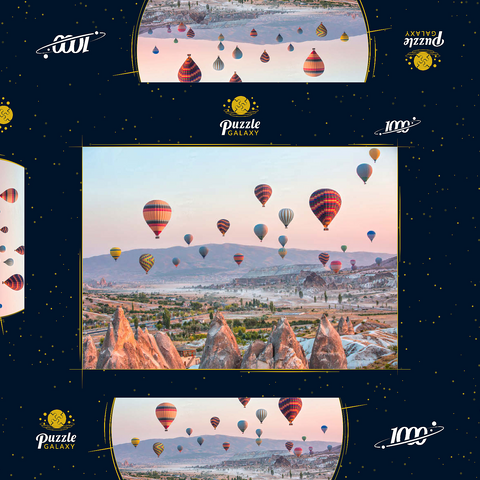 Heißluftballon über Felslandschaft in Kappadokien Türkei 1000 Puzzle Schachtel 3D Modell