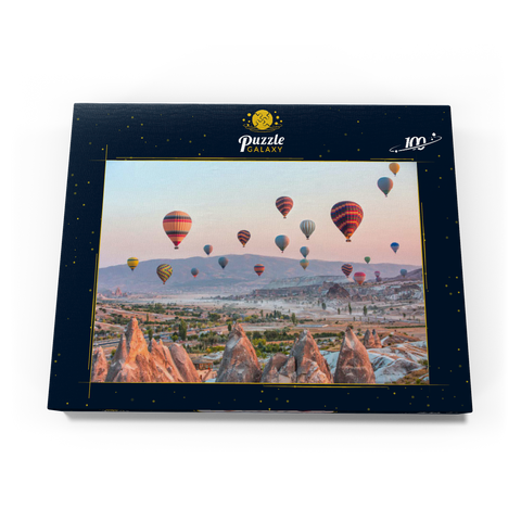 Heißluftballon über Felslandschaft in Kappadokien Türkei 100 Puzzle Schachtel Ansicht3