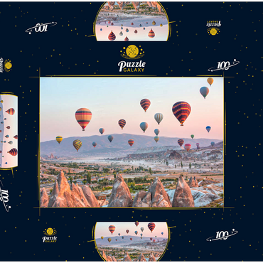Heißluftballon über Felslandschaft in Kappadokien Türkei 100 Puzzle Schachtel 3D Modell