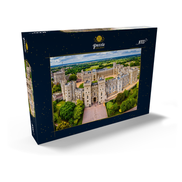Luftbild der Burg Windsor, königlicher Wohnsitz in Windsor in der englischen Grafschaft Berkshire 1000 Puzzle Schachtel Ansicht2