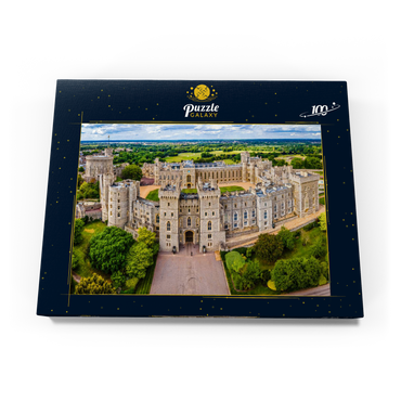 Luftbild der Burg Windsor, königlicher Wohnsitz in Windsor in der englischen Grafschaft Berkshire 100 Puzzle Schachtel Ansicht3