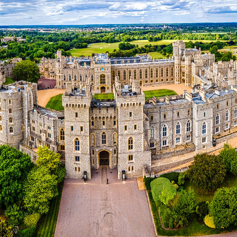 Luftbild der Burg Windsor, königlicher Wohnsitz in Windsor in der englischen Grafschaft Berkshire 100 Puzzle 3D Modell
