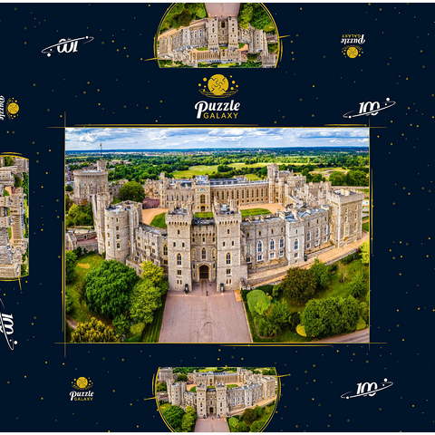 Luftbild der Burg Windsor, königlicher Wohnsitz in Windsor in der englischen Grafschaft Berkshire 100 Puzzle Schachtel 3D Modell