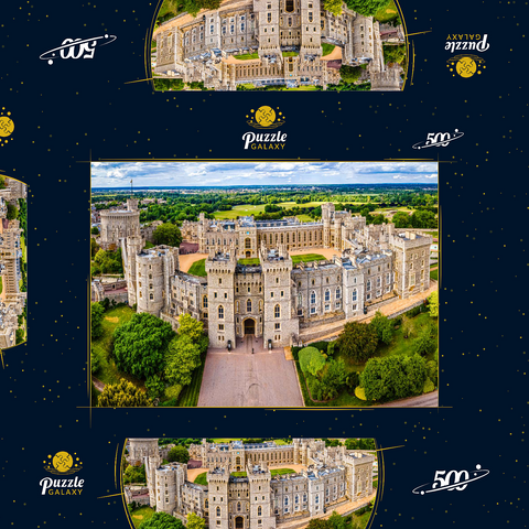 Luftbild der Burg Windsor, königlicher Wohnsitz in Windsor in der englischen Grafschaft Berkshire 500 Puzzle Schachtel 3D Modell