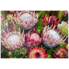 Darstellung des Puzzle Motivs Protea - Zuckerbüsche - Puzzleteile: 1000