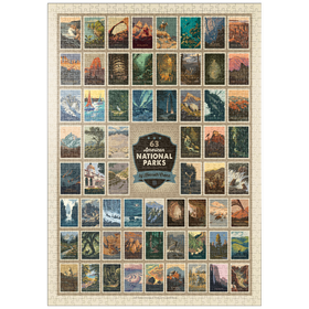 Darstellung des Puzzle-Motivs 63 American National Parks: by Kenneth Crane – Puzzleteile: 1000