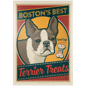 Darstellung des Puzzle-Motivs Boston's Best Terrier Leckerlis, Vintage Poster – Puzzleteile: 1000