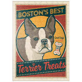 Darstellung des Puzzle-Motivs Boston's Best Terrier Leckerlis, Vintage Poster – Puzzleteile: 200