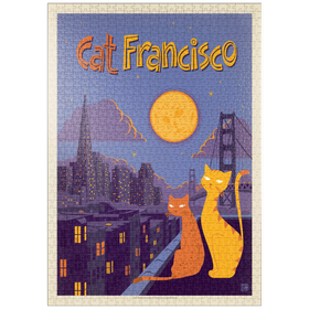 Darstellung des Puzzle Motivs Cat-Francisco, Vintage Poster - Puzzleteile: 1000